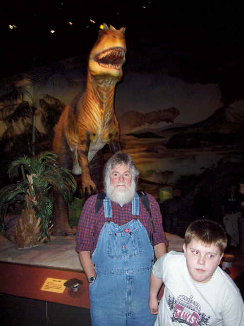 Picture of Noah, Curtis, and dinosaur
